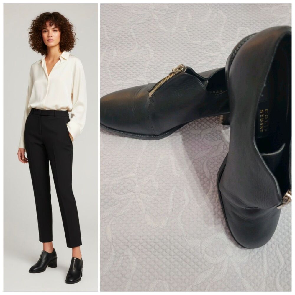 Black Size 9 Shoes Block Heels Leather By Colin Stuart